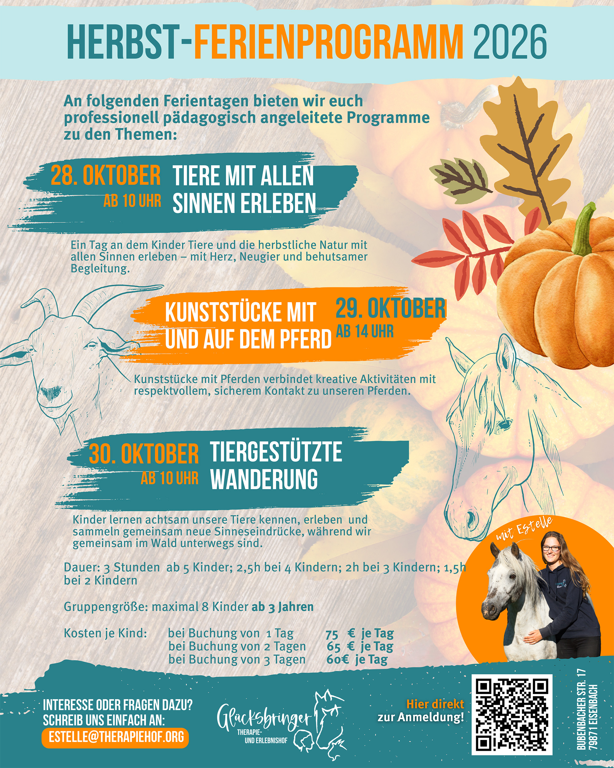 Herbstferien am Glücksbringer-Hof: 3 Tage voller Tiere, Natur und Abenteuer